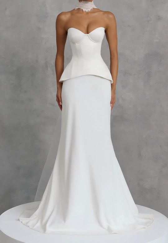 Damen Figurbetontes Brautkleid mit Peplum-Silhouette R&B