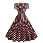 Damen Retro Maxikleid mit Kragen und Punkten R&B