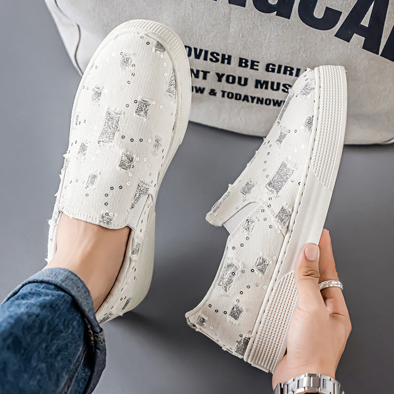 Damen elegante Slip-On Sneakers mit modischem Glitzerdesign R&B