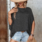 Damen Oversized Bluse mit Punktmuster und offenem Schnitt R&B