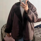 Damen elegante Oversized-Jacke mit weichem Futter und raffinierter Struktur R&B