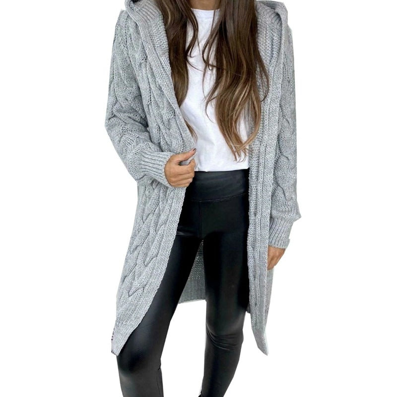 Damen Langstrickmantel aus Kabelstrick R&B