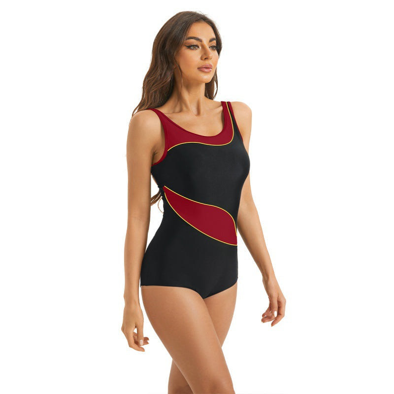 Damen Sportlicher Einteiler Badeanzug mit modernem Farbdesign R&B