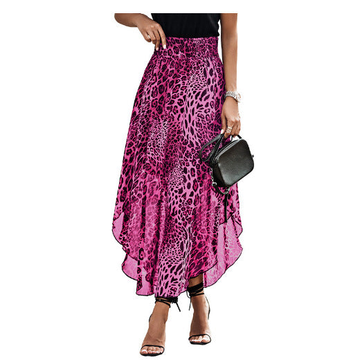 Damen Luftiger Maxirock mit asymmetrischem Saum im Leopardenmuster R&B
