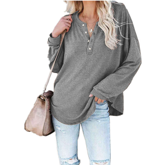 Damen Langarmshirt mit Knopfdetail und lässigem Schnitt R&B