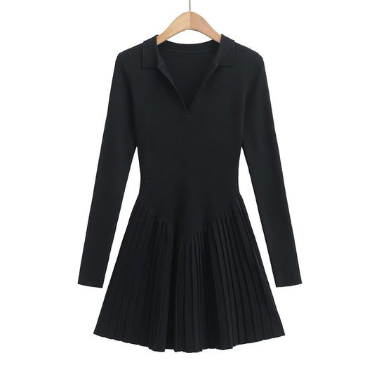 Damen langärmliges Plisseekleid R&B