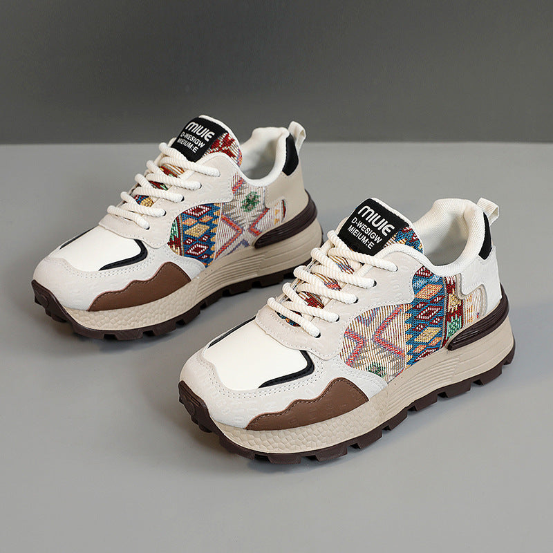 Damen Sportliche Sneakers mit farbenfrohem Ethno-Muster und rutschfester Sohle R&B