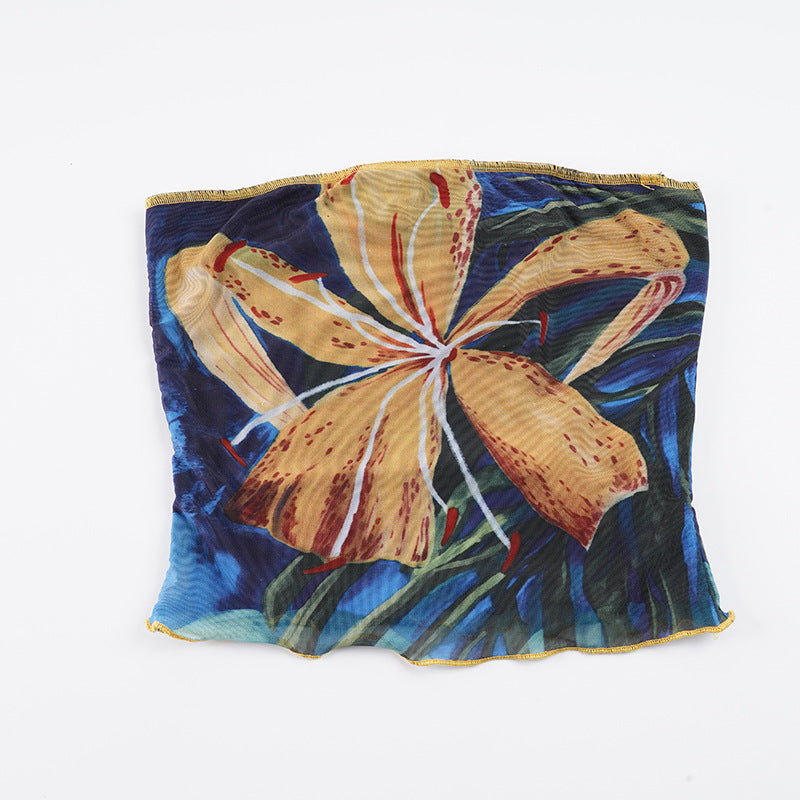 Damen Halstuch mit farbenfrohem Blumenmotiv und weichem Material R&B