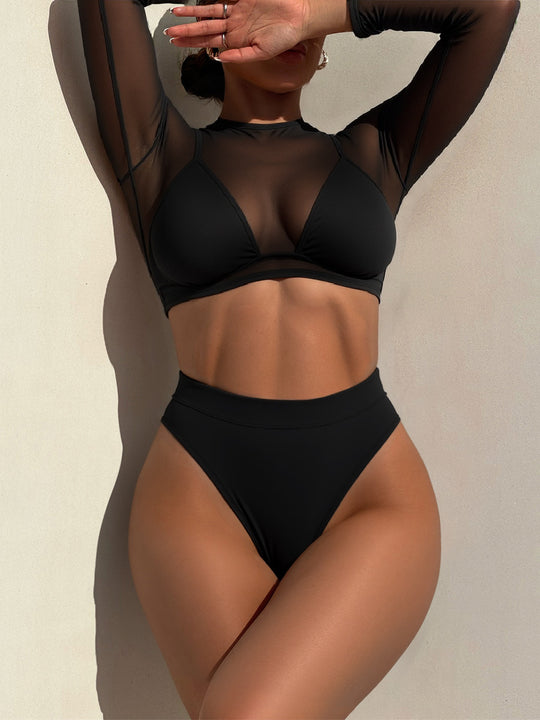 Damen Sportliches Longsleeve-Bikini-Set R&B