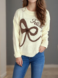 Damen kuscheliger Pullover mit verspielt gestalteter Schleifenapplikation R&B