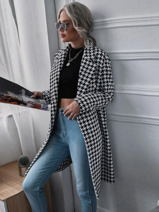 Damen Karierter Longblazer mit elegantem Schnitt R&B