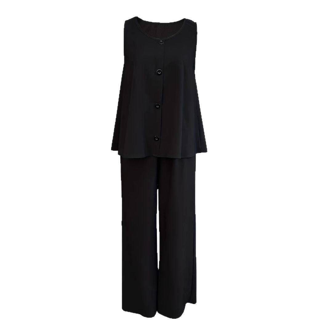 Damen Bequemes Zweiteiliges Outfit mit Knopfleiste und Weitem Schnitt R&B