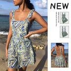 Damen Wickelkleid mit verspielten Rüschendetails und elegantem Muster R&B