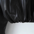 Damen cropped Kunstlederjacke mit praktischen Taschen und Gummibund R&B
