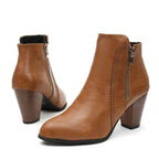 Damen elegante Stiefeletten mit modischem Reißverschluss und komfortablem Blockabsatz R&B