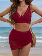 Damen Sportlicher Bikini mit verstellbaren Trägern und seitlichem Raffungselement R&B
