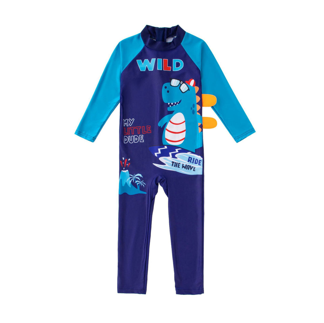 Jungen UV-Schutz Schwimmanzug mit langen Ärmeln und süßem Dinosaurier-Motiv R&B