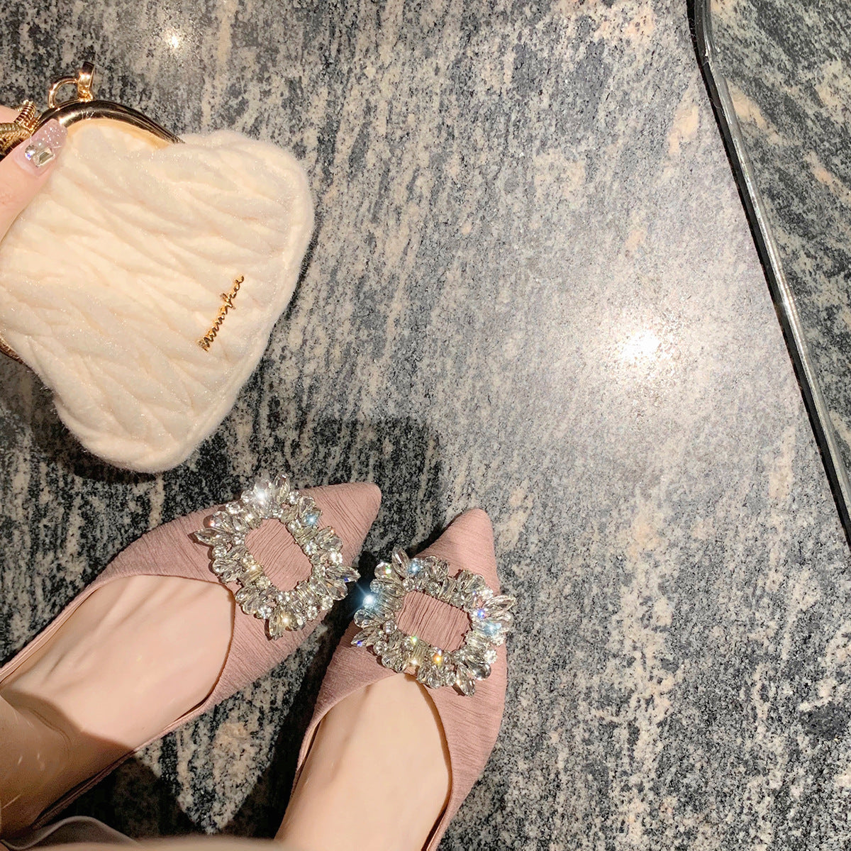Damen Ballerinas mit funkelndem Strassdetail