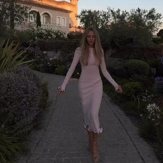 Damen Elegantes Sommerkleid mit raffinierten Ausschnitten und Wellenmuster R&B