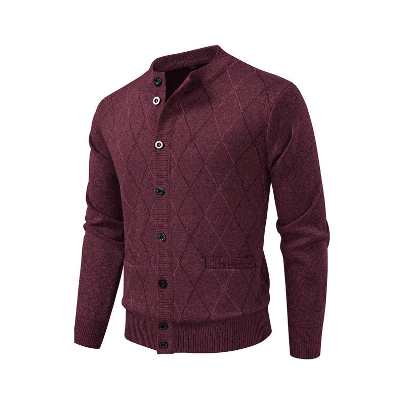 Herren Strickjacke mit modernem Rautenmuster Heidi-Mode