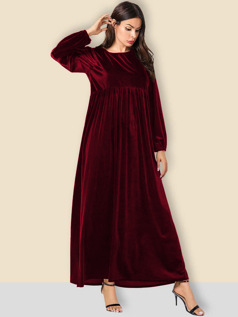Damen Elegantes Maxikleid aus samtigem Stoff mit weitem Schnitt R&B