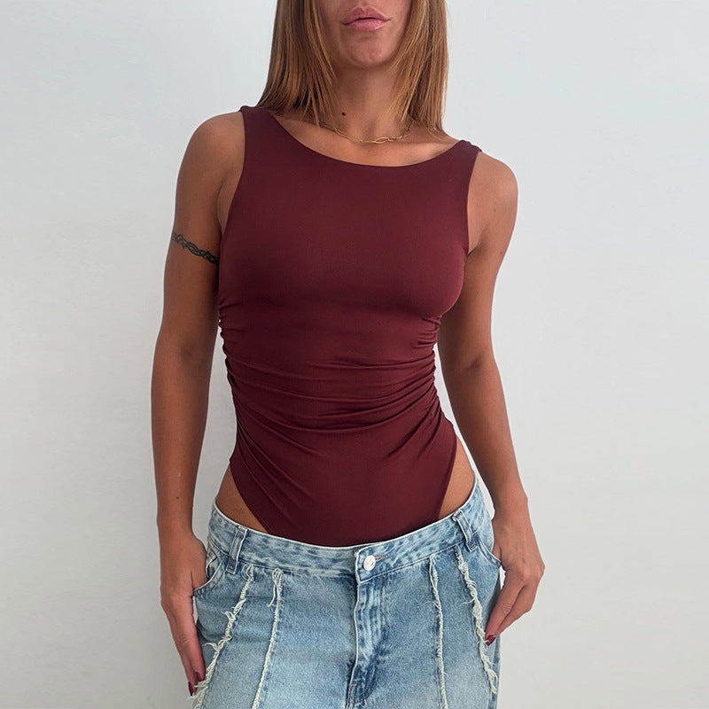 Damen figurbetontes Body mit gerafftem Design R&B
