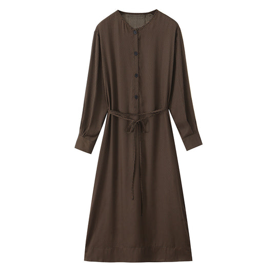 Damen Midikleid mit Knopfleiste und taillierbarem Gürtel R&B