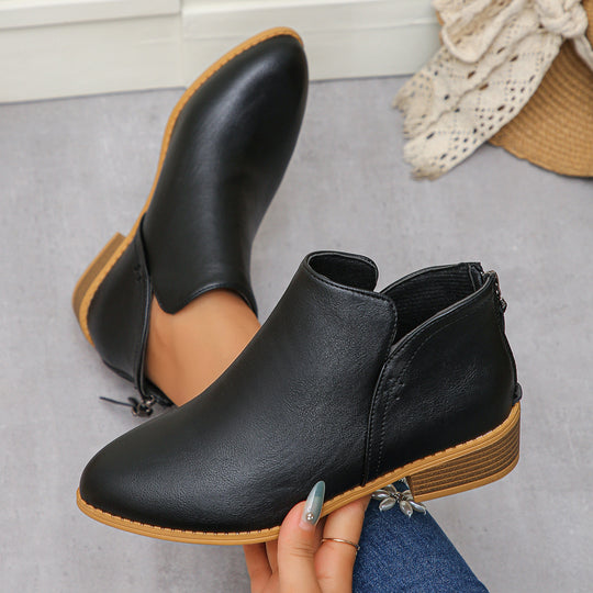 Damen modische Ankle Boots mit seitlichem Reißverschluss und geschmackvollem Design R&B
