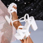 Damen Plateau-Sandalen mit stylischem Riemen-Design und robustem Blockabsatz R&B