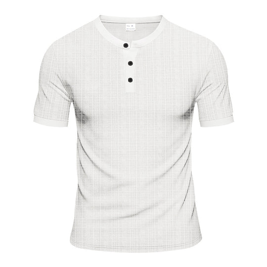 Herren Kurzarm-Henley-Shirt mit moderner Knopfleiste und subtiler Struktur R&B