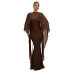Damen Glamouröses Abendkleid mit fließendem Chiffonüberwurf und figurbetonter Silhouette R&B