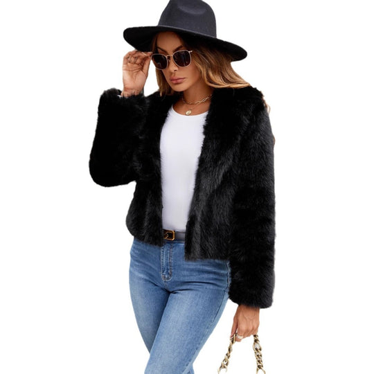 Damen Elegante und trendige Kunstpelzjacke R&B