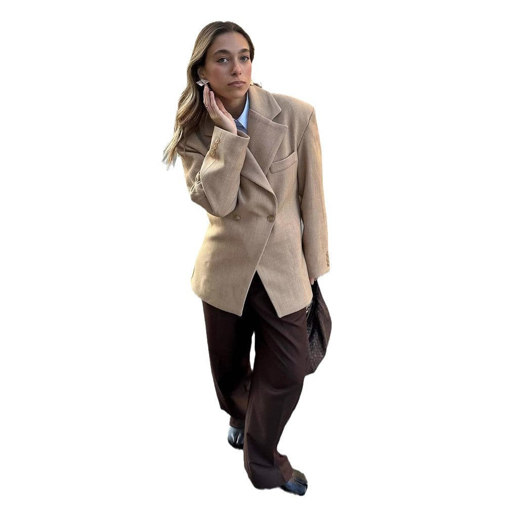 Damen Oversized Blazerjacke mit doppelter Knopfleiste und modischen Details R&B