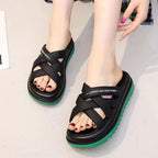 Damen Bequeme Wellness-Sandalen mit modernen Kreuz-Riemen