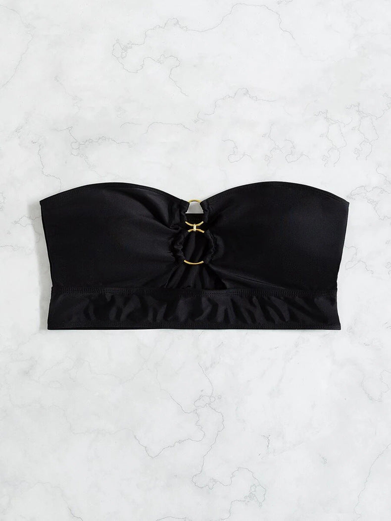 Damen Bandeau-Top mit dekorativem Ring R&B