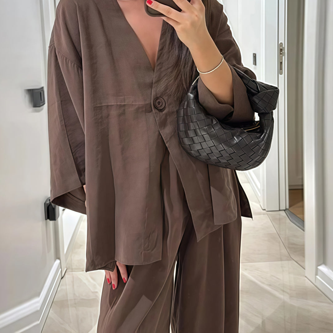 Damen Elegante Kimono-Jacke mit weiten Ärmeln und lockerer Passform R&B