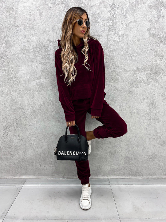 Damen kuscheliges Fleece-Set mit hohem Kragen und elastischen Bündchen R&B