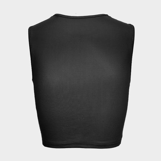 Damen Cropped Tanktop mit strahlendem Augenmotiv und glitzernden Akzenten R&B