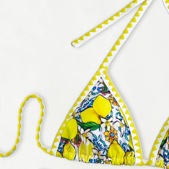 Damen Triangel-Bikini mit fröhlichem Zitrusmuster R&B