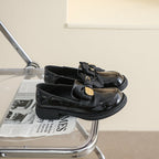 Damen elegante Slippers mit schickem Schleifenakzent und glänzender Oberfläche