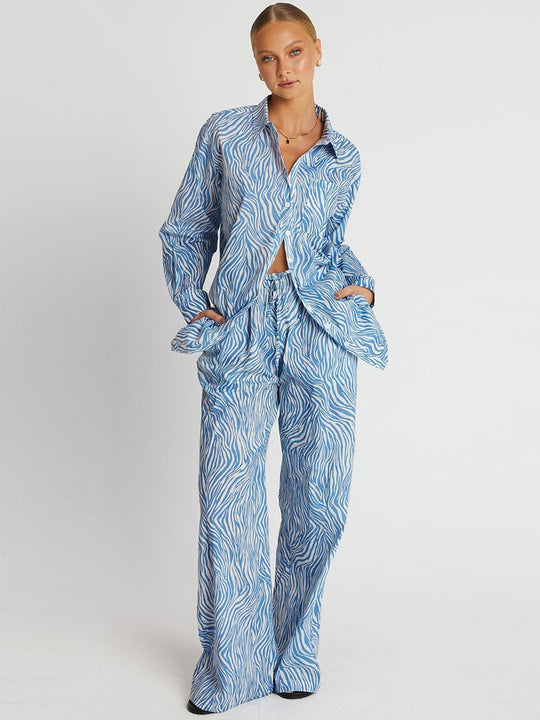 Damen Stilsicheres Lounge-Set aus leichter Baumwolle mit trendigem Zebra-Print R&B