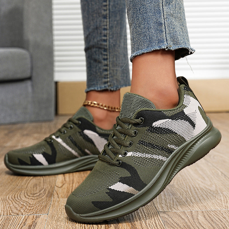 Damen sportive Sneaker mit elastischem Mesh-Obermaterial und rutschfester Sohle