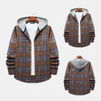 Herren Karo-Hemdjacke mit integrierter Kapuze und lässigem Design