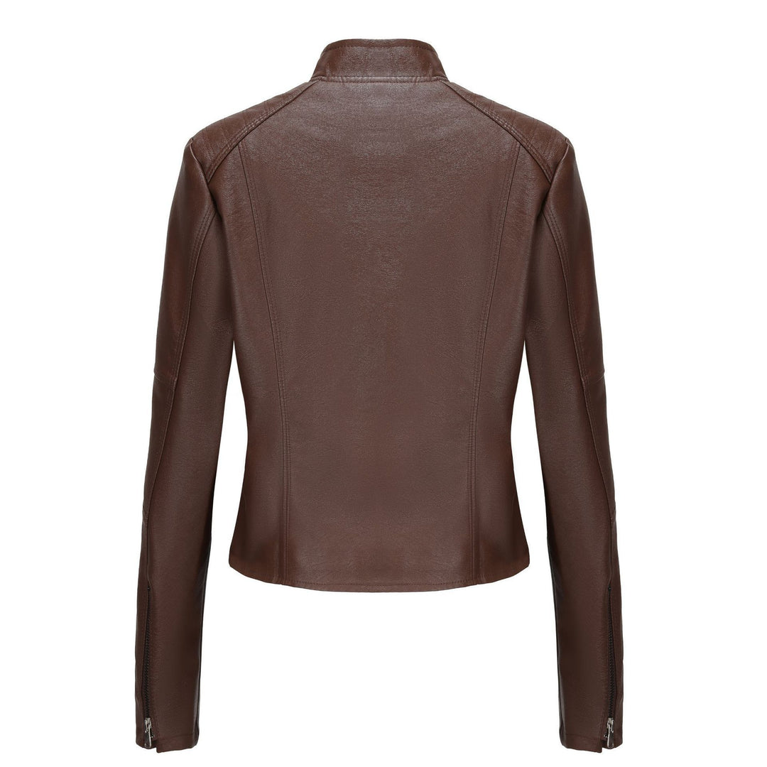 Damen Kunstlederjacke mit Reißverschlusstaschen