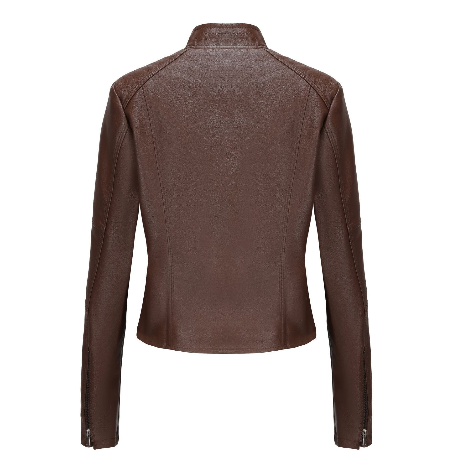 Damen Kunstlederjacke mit Reißverschlusstaschen