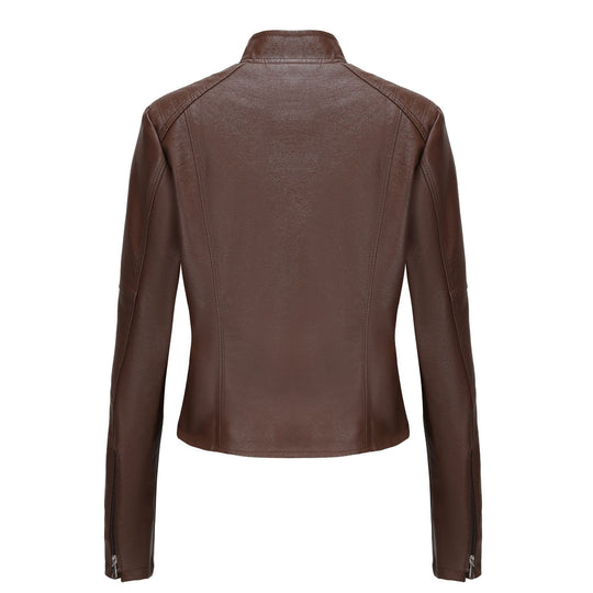 Damen Kunstlederjacke mit Reißverschlusstaschen