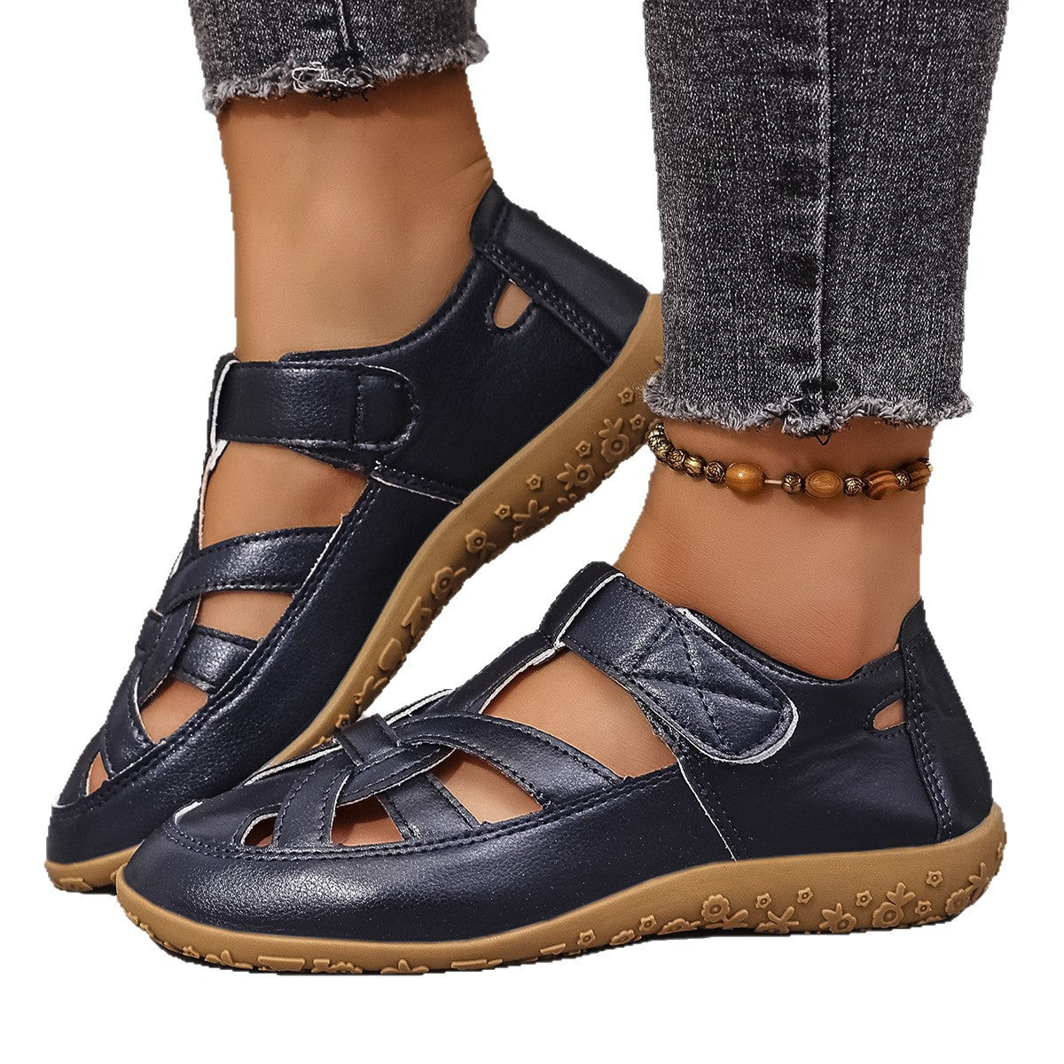 Damen Bequeme Clogs mit verstellbarem Riemendesign und rutschfester Sohle R&B
