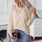Damen Strickpullover mit modernem Rautenmuster und hochwertigem Material