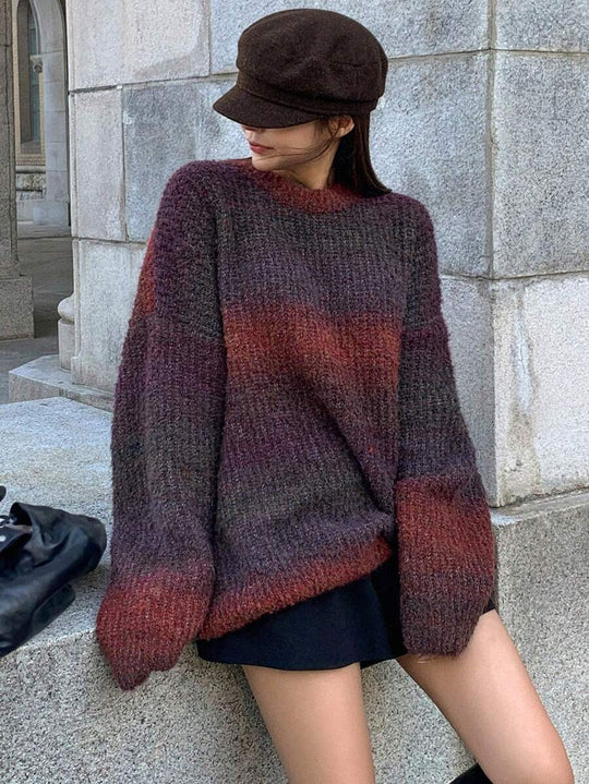 Damen Oversized Strickpullover mit modernem Farbverlauf und weichem Material R&B