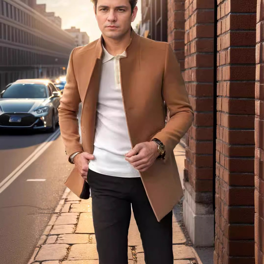 Herren modischer Mantel mit modernem Kragen und tailliertem Schnitt R&B